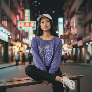 EUC Obey Sweatshirt Purple Slight Crop Shepherd Fairey Arrow